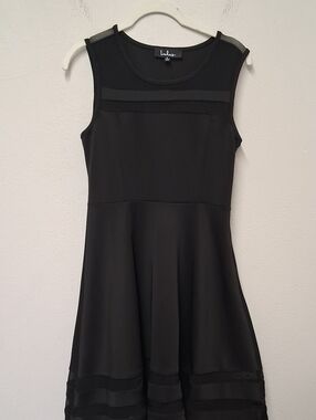 Lulu's Black Sleeveless Mesh Yoke Fit-and-Flare Dress